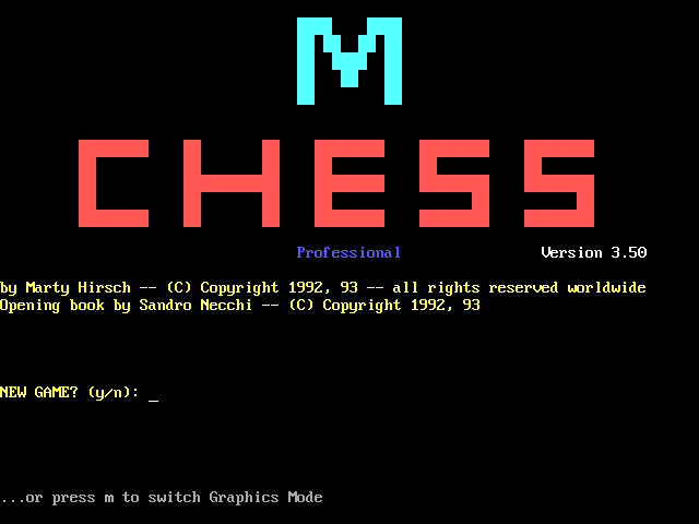 Title screen of MChess Pro