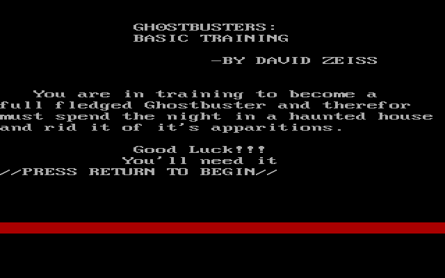 Title screen of Gh0stbusters: Basic Training