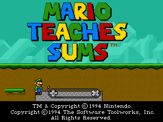 Title screen of Mario Teaches Sums