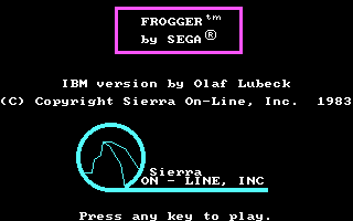 Title screen of Frogger