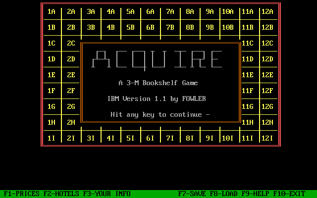 Title screen of Acquire