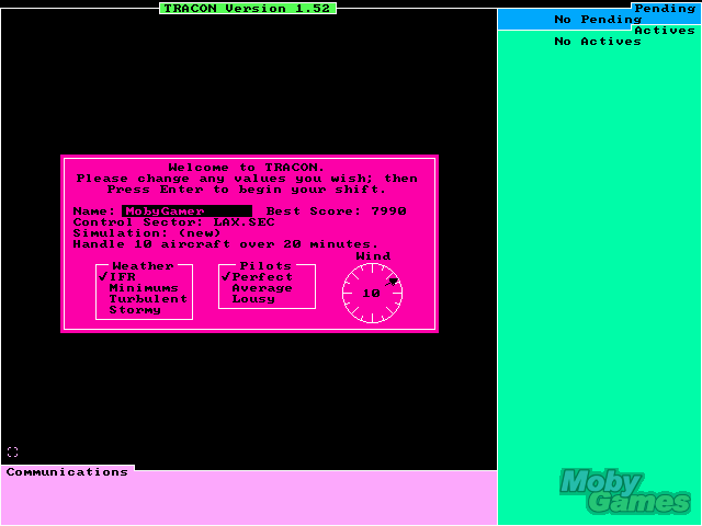 Title screen of Tracon: Air Traffic Control Simulator