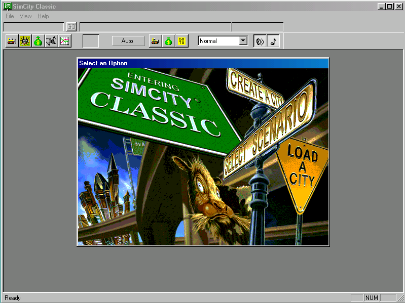 Title screen of SimCity Classic