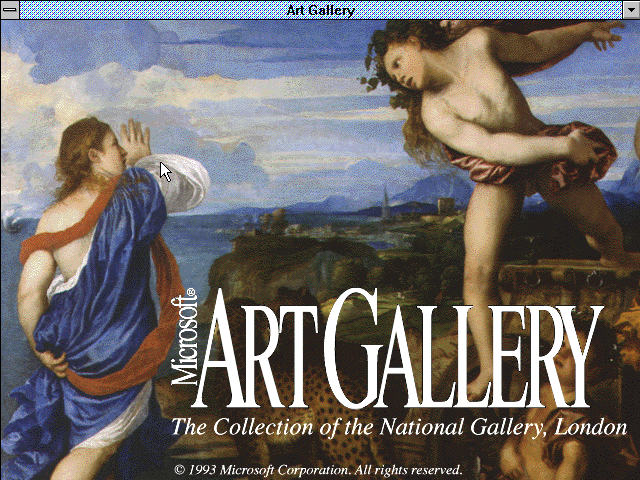 Title screen of Microsoft Art Gallery