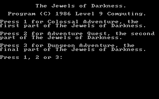 Title screen of Jewels of Darkness