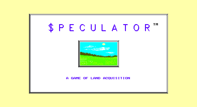 Title screen of Speculator