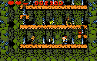Gameplay of Dino Jnr. in Canyon Capers