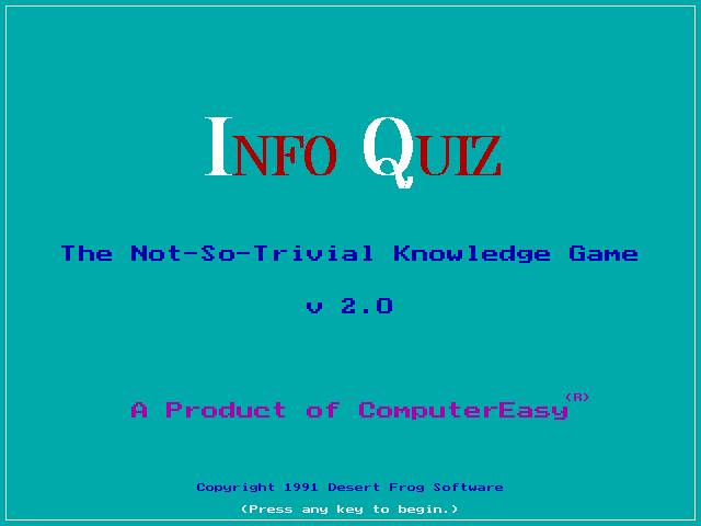 Title screen of Info Quiz