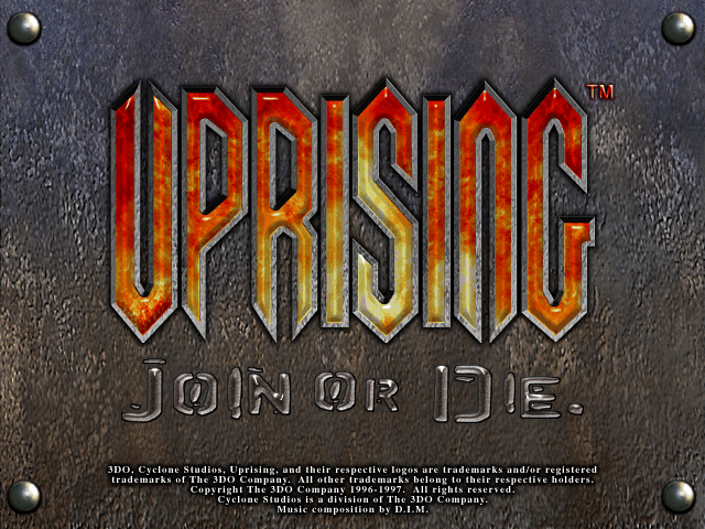 Title screen of Uprising: Join or Die
