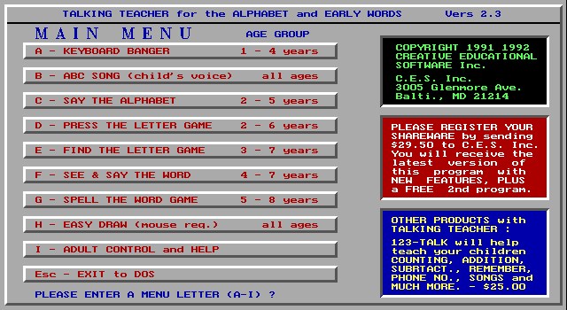 Title screen of ABC-Talk
