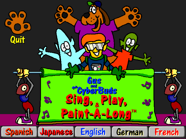 Title screen of Gus And The Cyberbuds: Sing, Play, and Paint A Long