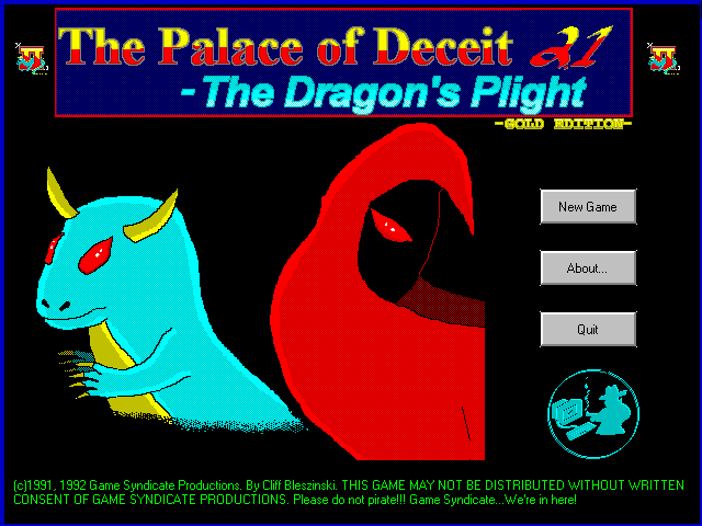 Title screen of The Palace of Deceit: The Dragon's Plight