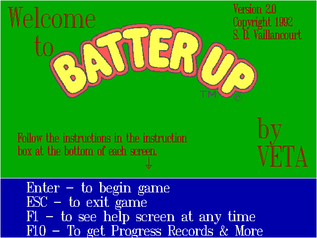 Title screen of Batter Up