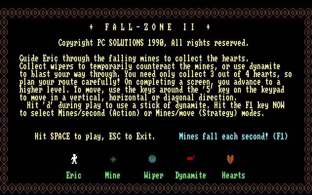 Title screen of Fall-Zone II