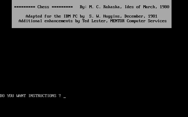 Title screen of Chess (1981)