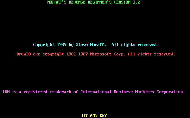 Title screen of Moraff's Revenge