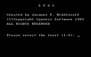 Title screen of SPOC the Chess Master