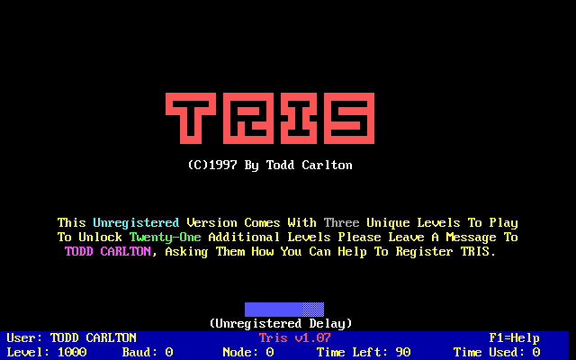 Title screen of Tris