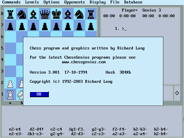 Title screen of ChessGenius