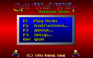 Title screen of Spit Wad Willy