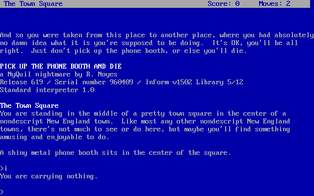 Title screen of Pick up the Phone Booth and Die