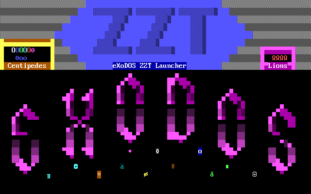 Title screen of ZZT: eXoZZT