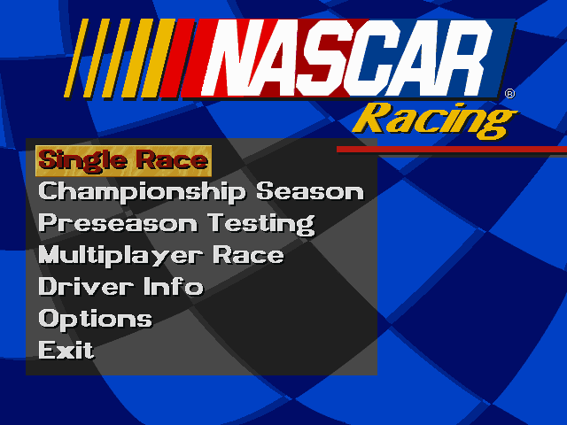 Title screen of NASCAR Racing