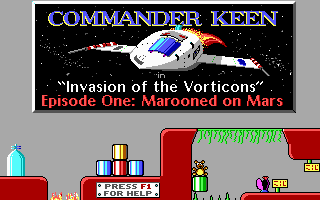 Title screen of Commander Keen 1: Marooned on Mars