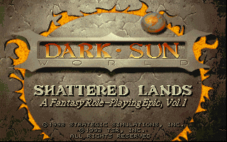 Title screen of Dark Sun: Shattered Lands