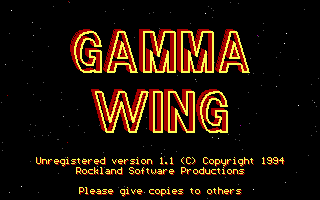 Title screen of Gamma Wing