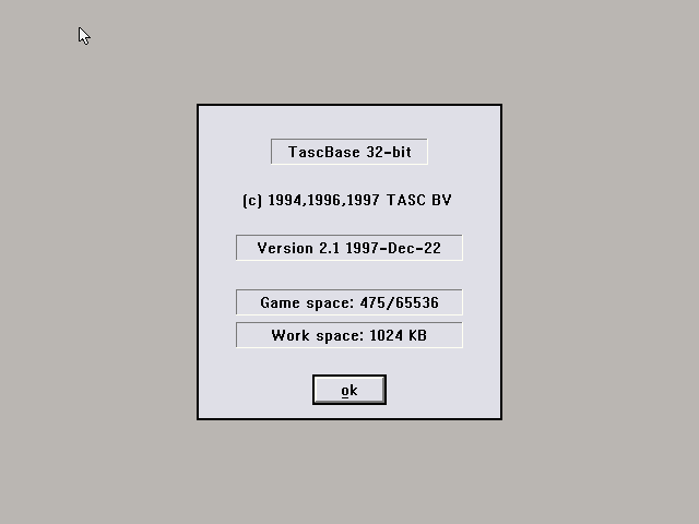 Title screen of TascBase