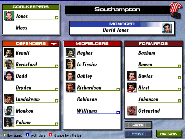 Gameplay of Premier Manager '98