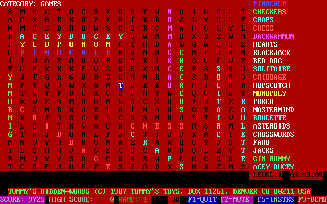 Gameplay of Tommy's Hidden Word