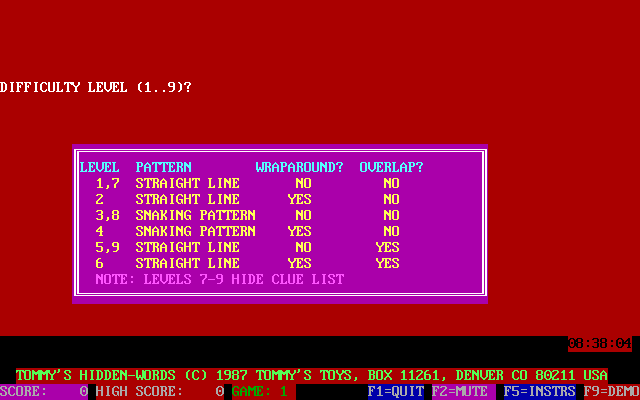 Title screen of Tommy's Hidden Word