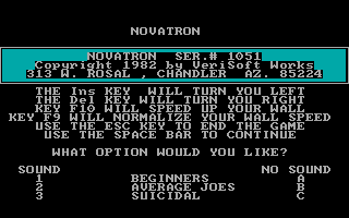 Title screen of Novatron