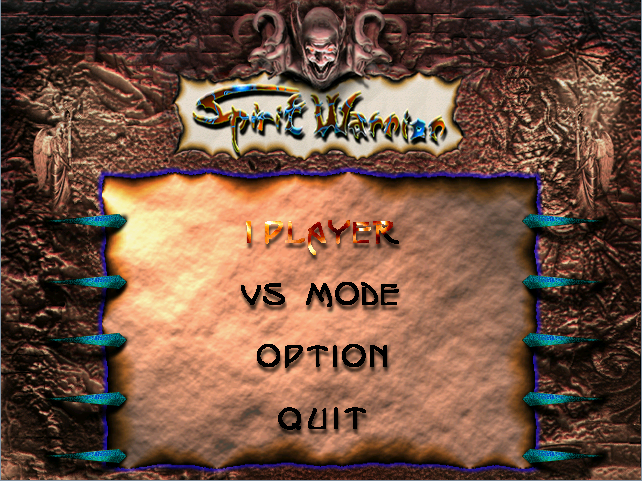Title screen of Spirit Warrior