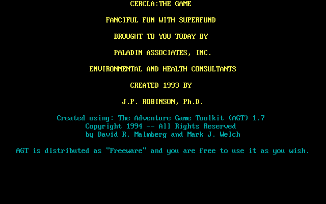 Title screen of Cercla: The Game