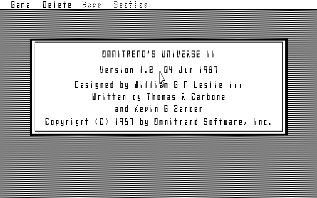 Title screen of Universe II