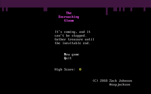 Title screen of The Encroaching Gloom