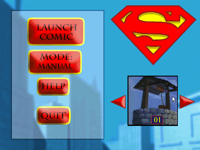 Title screen of Superman: The Mysterious Mr. Mist