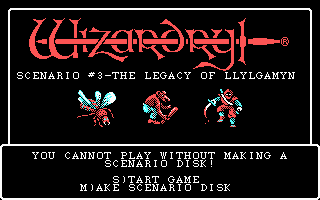 Title screen of Wizardry III: Legacy of Llylgamyn