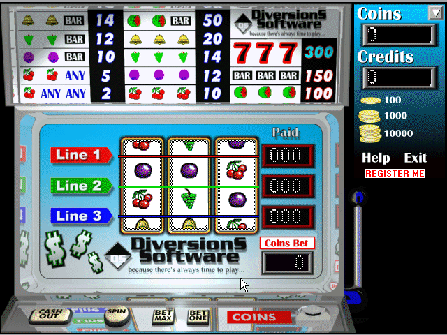 Title screen of Diversions Slots