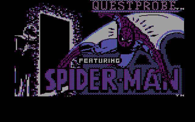 Title screen of Questprobe featuring Spider-Man
