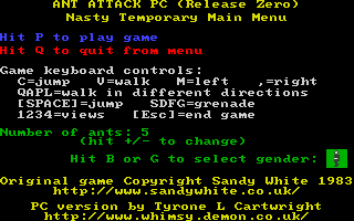 Title screen of Ant Attack PC
