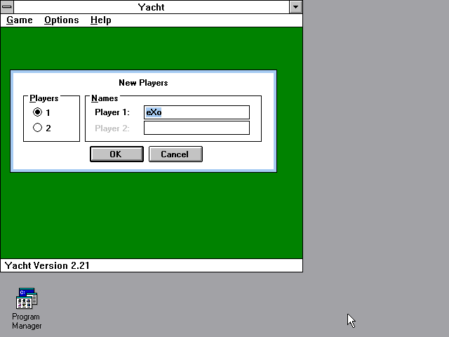 Title screen of Yacht