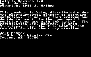 Title screen of Falcity