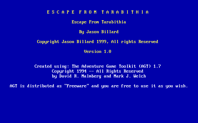 Title screen of Escape From Tarabithia