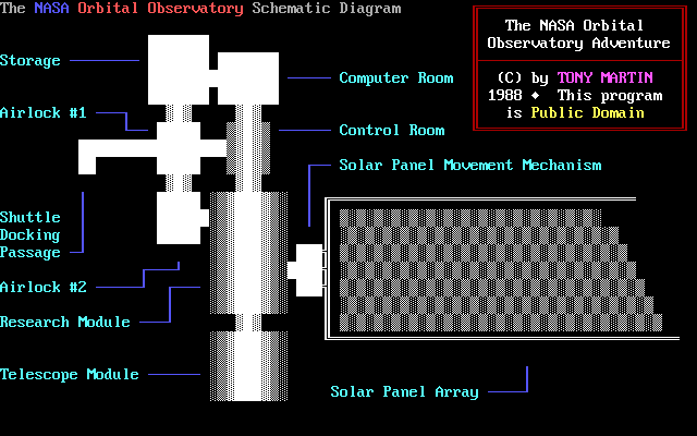 Title screen of The Orbital Observatory Adventure