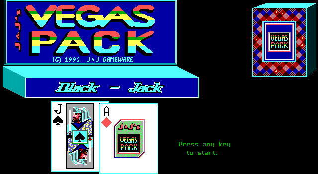 Title screen of J & J's Vegas Pack: Black-Jack