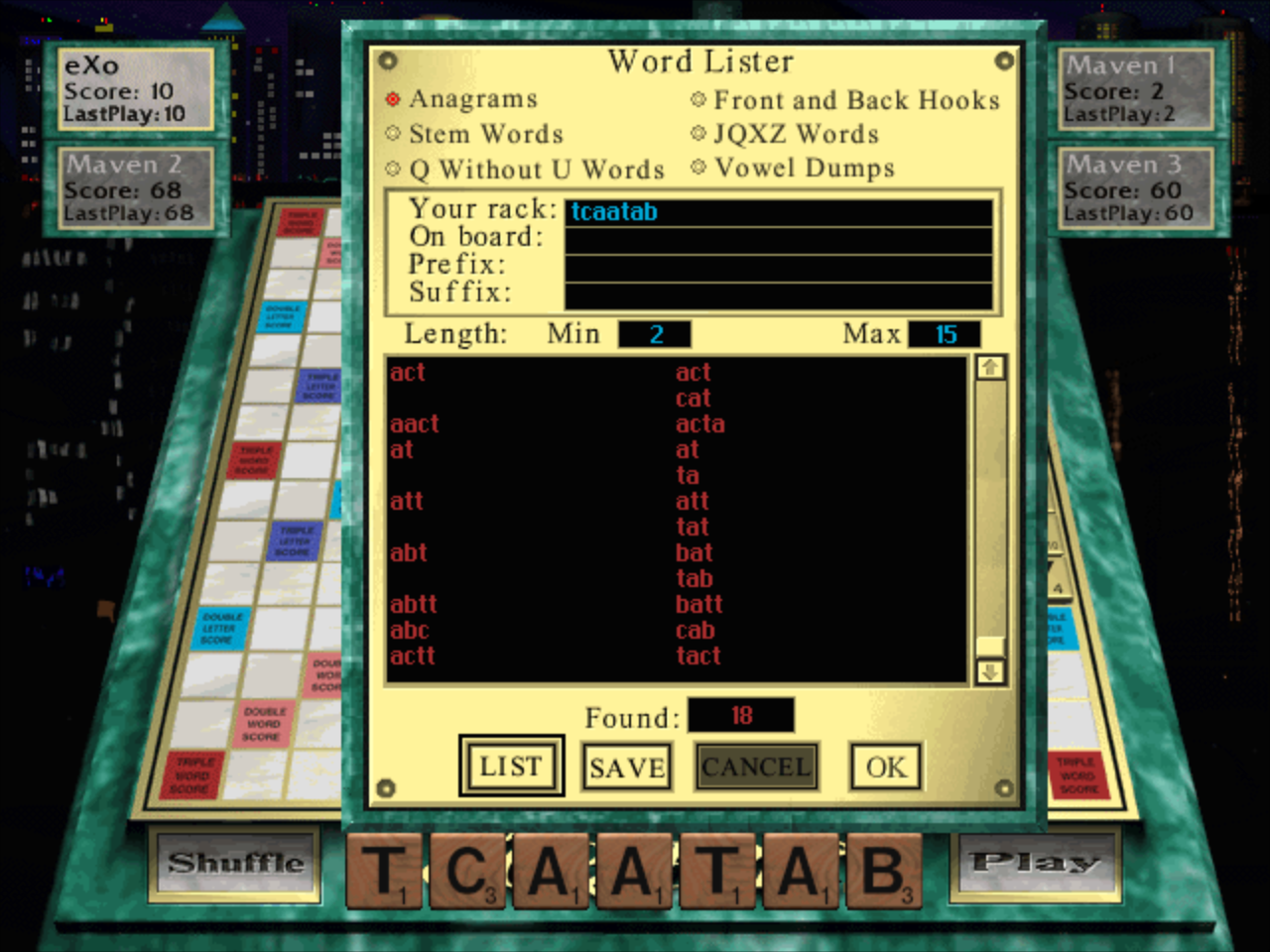 Gameplay of Scrabble